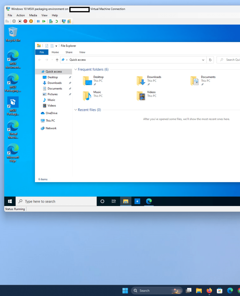 Picture of a Windows 10 VM in a Windows 11 environment